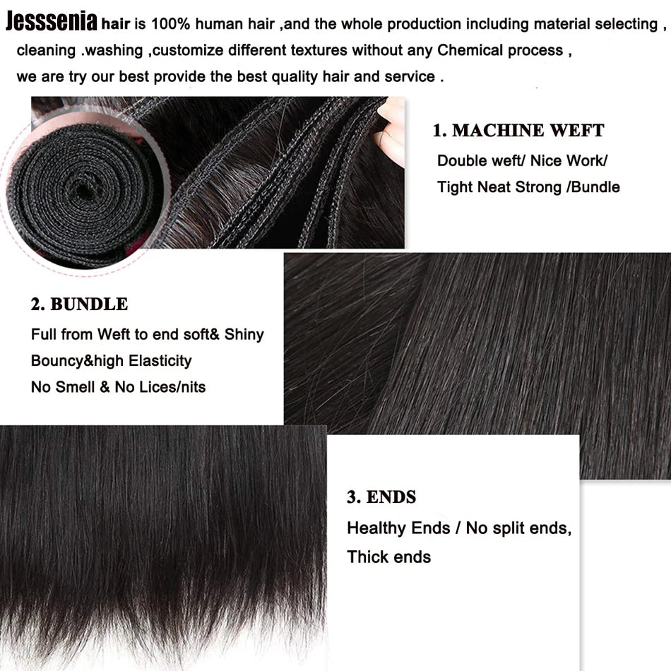 12A Raw Indian Straight Human Hair Bundles - Unprocessed Bone Straight Hair Extensions - Wholesale Available in 1, 3, or 4 Bundles
