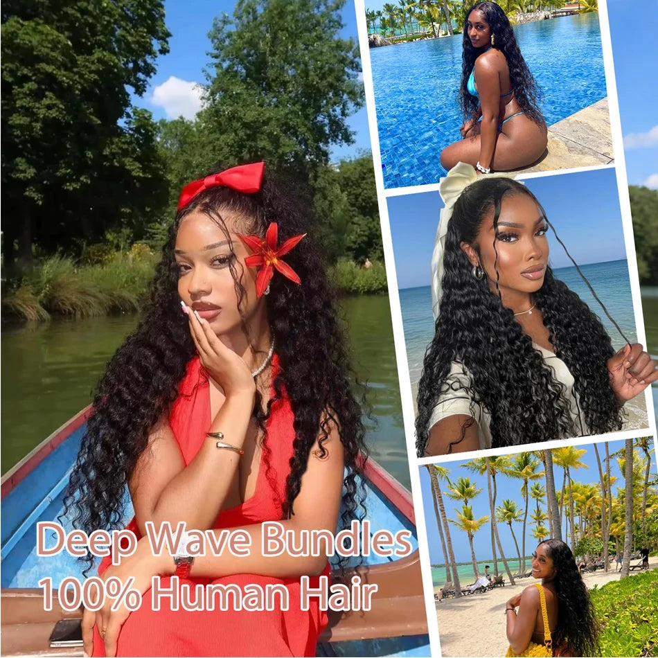 Unprocessed 4Bundles Deal 8-32Inch Loose Deep Wave Raw Brazilian Tissage Virgin Human Isee Hair Wet and Wavy Curly Cheveuxhumain