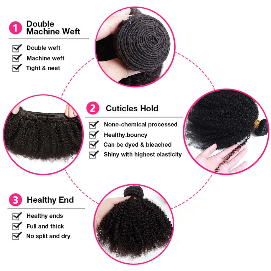 Afro Kinky Curly Human Hair Bundles Brazlian Tissage Humain Hair Natural Fluffy American African Weaving Cheveux Humain on Bulk