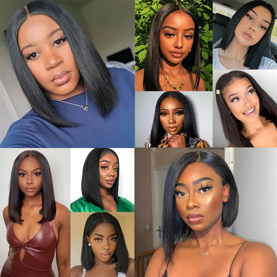 15A Malaysian Straight Bundles with Closure 3 Bundles with Closure Unprocessed Virgin Short Bob Tissage Bouclé Cheveux Humain