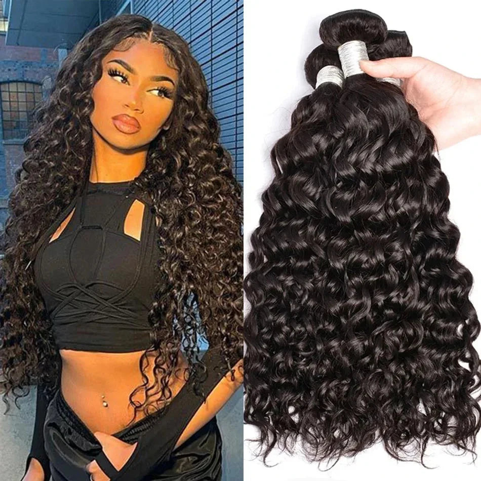 Unprocessed Malaysian Remy Human Hair Weave Extensions Curly Deep Wave Hair Bundles Cheveux Humain 12A Water Wave Bundles