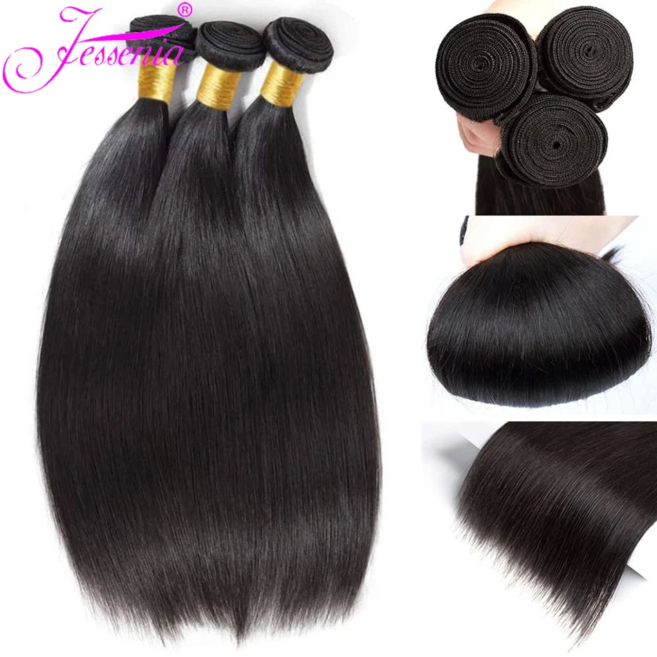 12A Raw Indian Straight Human Hair Bundles - Unprocessed Bone Straight Hair Extensions - Wholesale Available in 1, 3, or 4 Bundles